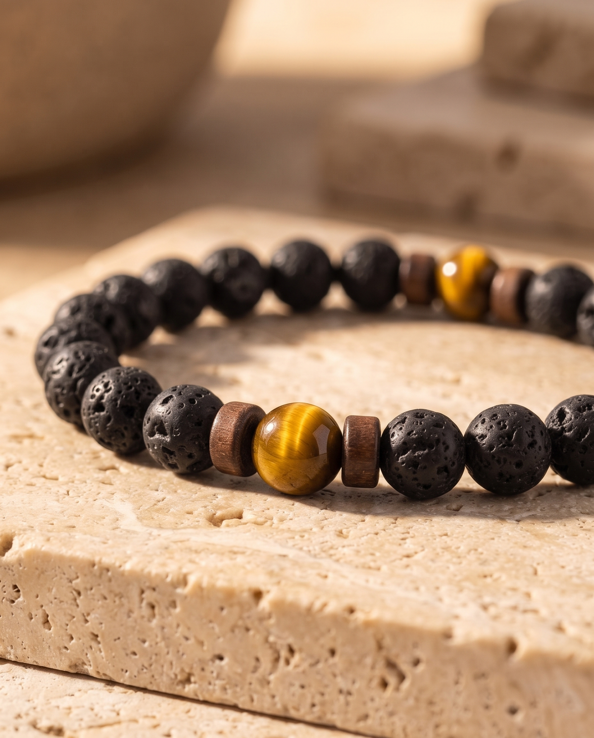 Tiger Eye Strength Bracelet close-up of the beads