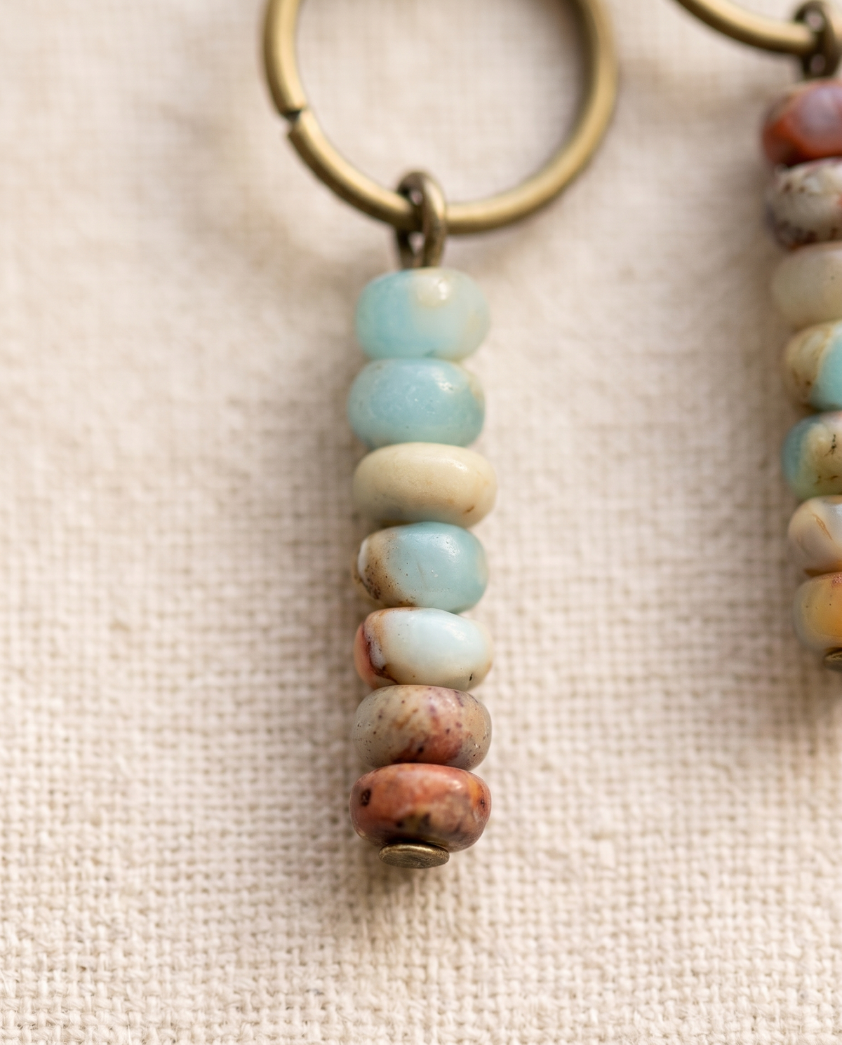 Close up of the natural amazonite beads