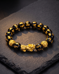 Bracelet Feng Shui en obsidienne