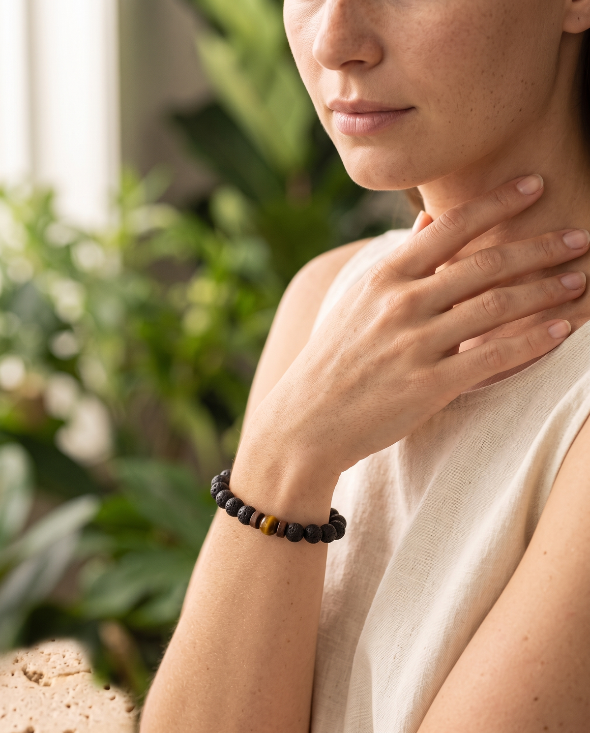 Tiger Eye Strength Bracelet worn on the wrist
